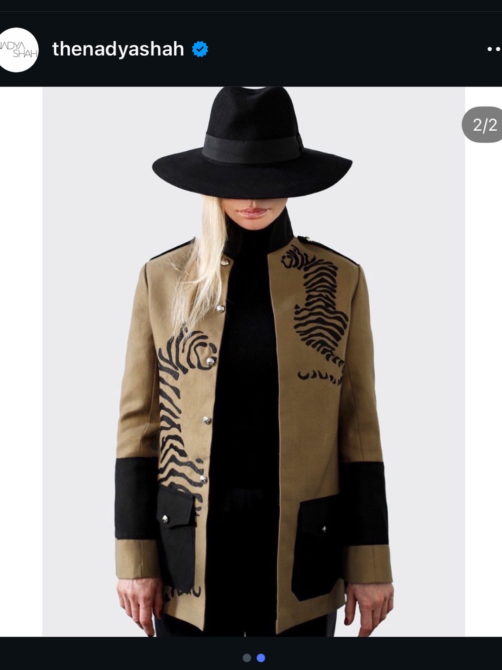 NADYA SHAH hand Embroidered jacket coat safari style chic couture